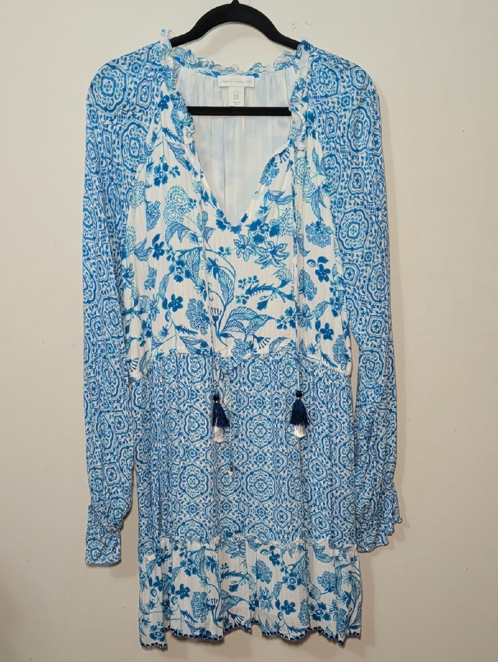 House of Harlow 1960 x Revolve Blue + White Floral Mini Dress Women's SIze XL